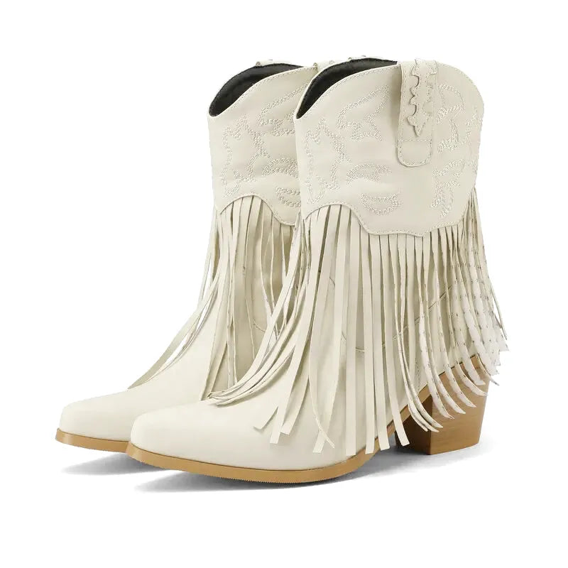DALIA Botines Vaqueras Para Mujer - Yehaw | Beige - Yehaw 