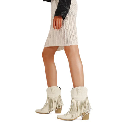 DALIA Botines Vaqueras Para Mujer - Yehaw | Beige - Yehaw 