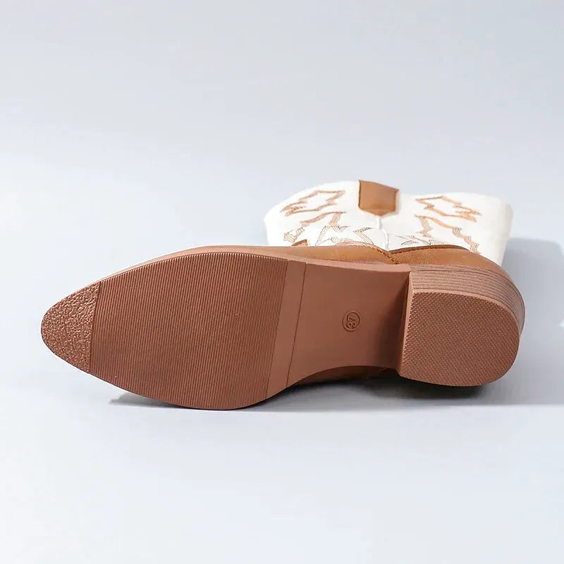 DANIELA Botas Vaqueras Para Mujer - Yehaw | Cafe/Blanco - Yehaw 