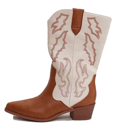 DANIELA Botas Vaqueras Para Mujer - Yehaw | Cafe/Blanco - Yehaw 