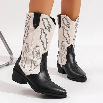 DANIELA Botas Vaqueras Para Mujer - Yehaw | Negro/Blanco - Yehaw 
