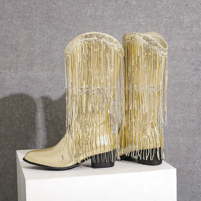 DELFINA Botas Vaqueras Para Mujer - Yehaw | Oro - Yehaw 