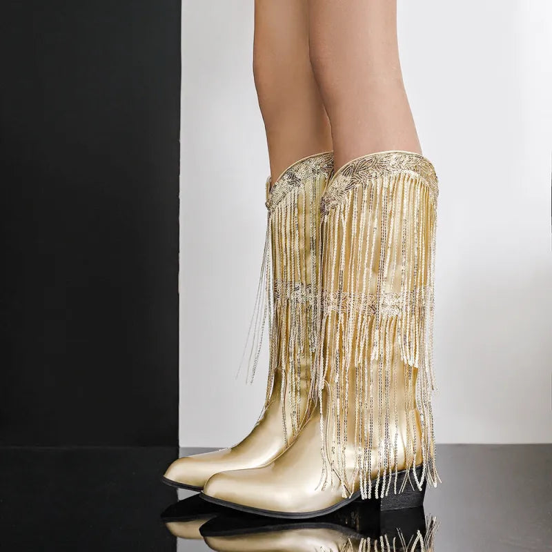 DELFINA Botas Vaqueras Para Mujer - Yehaw | Oro - Yehaw 