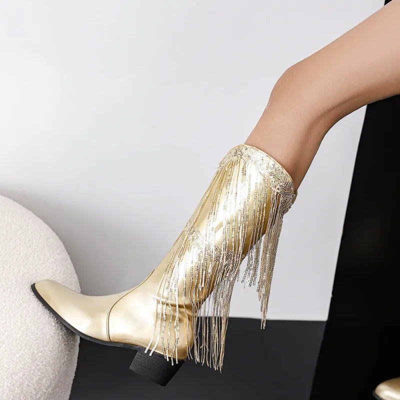DELFINA Botas Vaqueras Para Mujer - Yehaw | Oro - Yehaw 