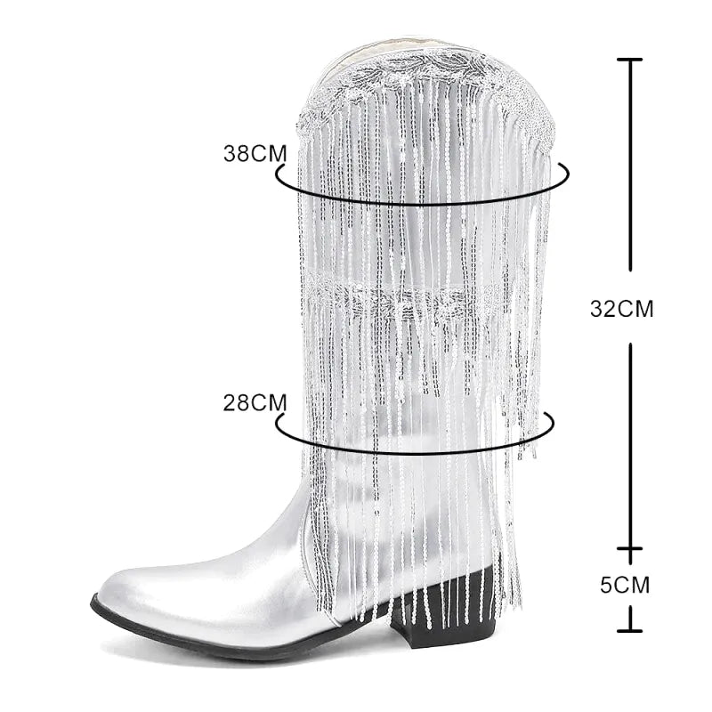 DELFINA Botas Vaqueras Para Mujer - Yehaw | Plata - Yehaw 