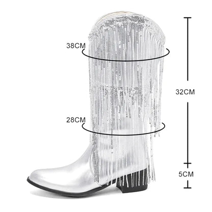 DELFINA Botas Vaqueras Para Mujer - Yehaw | Plata - Yehaw 