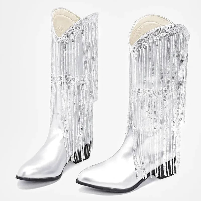 DELFINA Botas Vaqueras Para Mujer - Yehaw | Plata - Yehaw 