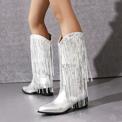 DELFINA Botas Vaqueras Para Mujer - Yehaw | Plata - Yehaw 