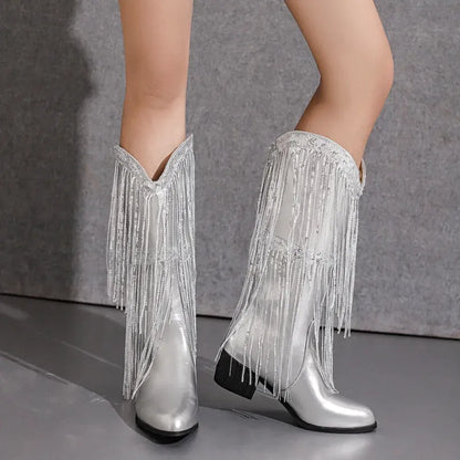 DELFINA Botas Vaqueras Para Mujer - Yehaw | Plata - Yehaw 