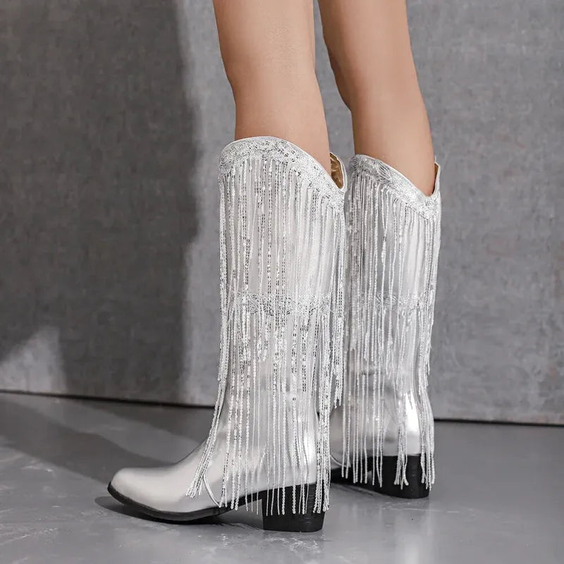 DELFINA Botas Vaqueras Para Mujer - Yehaw | Plata - Yehaw 