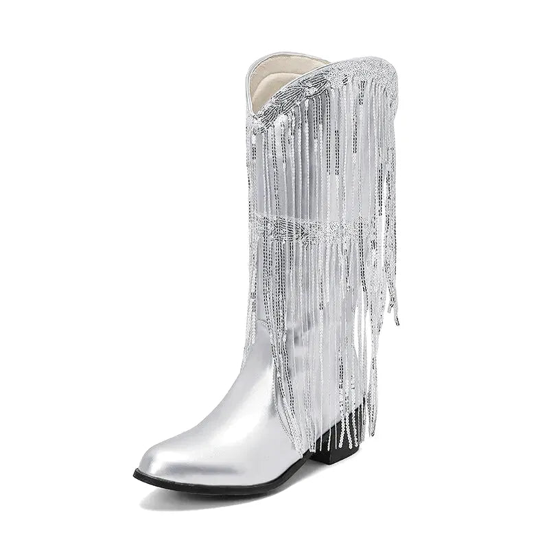 DELFINA Botas Vaqueras Para Mujer - Yehaw | Plata - Yehaw 