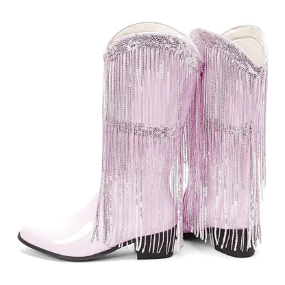 DELFINA Botas Vaqueras Para Mujer - Yehaw | Rosa - Yehaw 