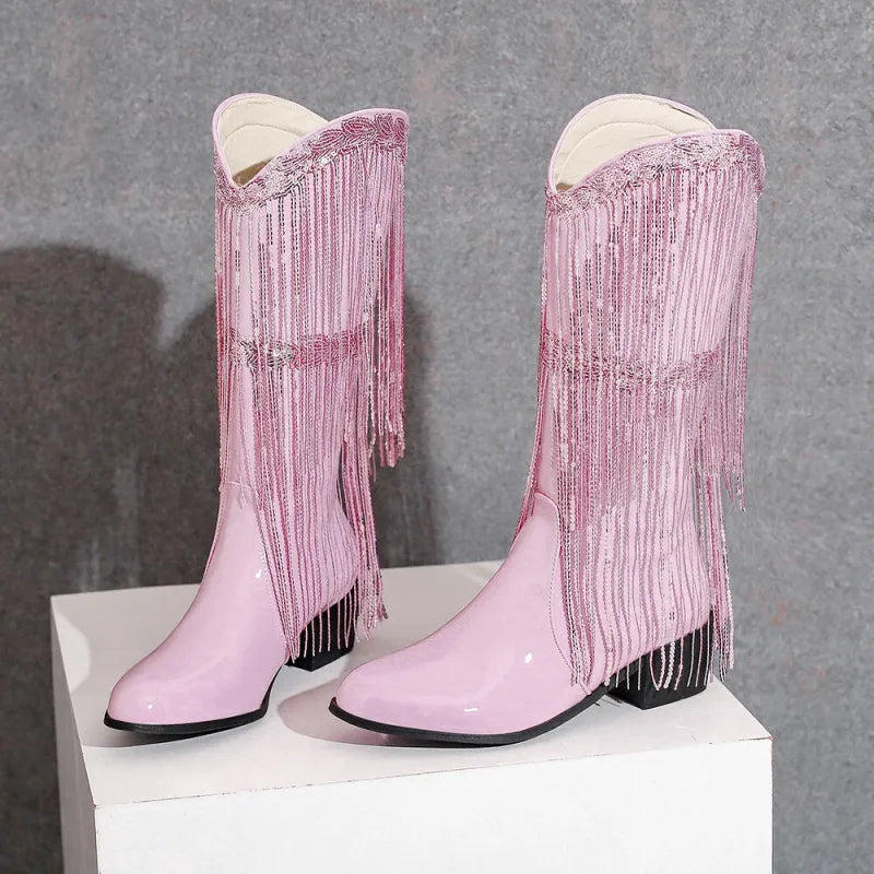 DELFINA Botas Vaqueras Para Mujer - Yehaw | Rosa - Yehaw 