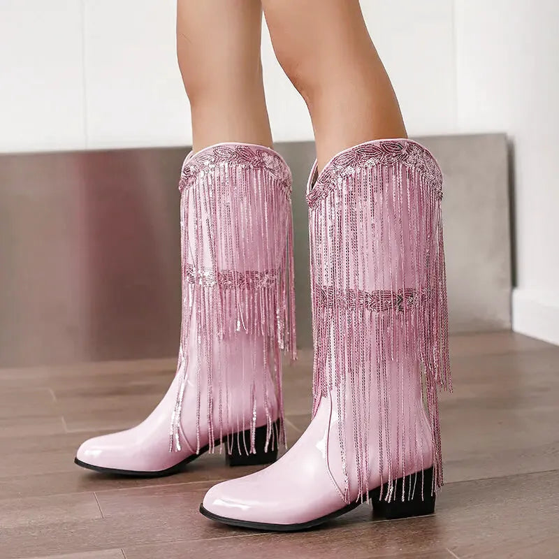 DELFINA Botas Vaqueras Para Mujer - Yehaw | Rosa - Yehaw 