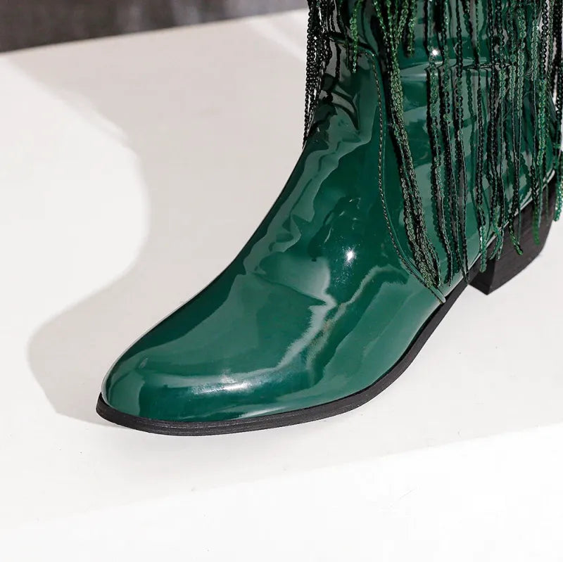 DELFINA Botas Vaqueras Para Mujer - Yehaw | Verde - Yehaw 