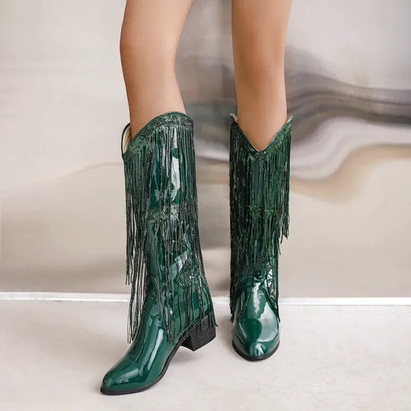 DELFINA Botas Vaqueras Para Mujer - Yehaw | Verde - Yehaw 