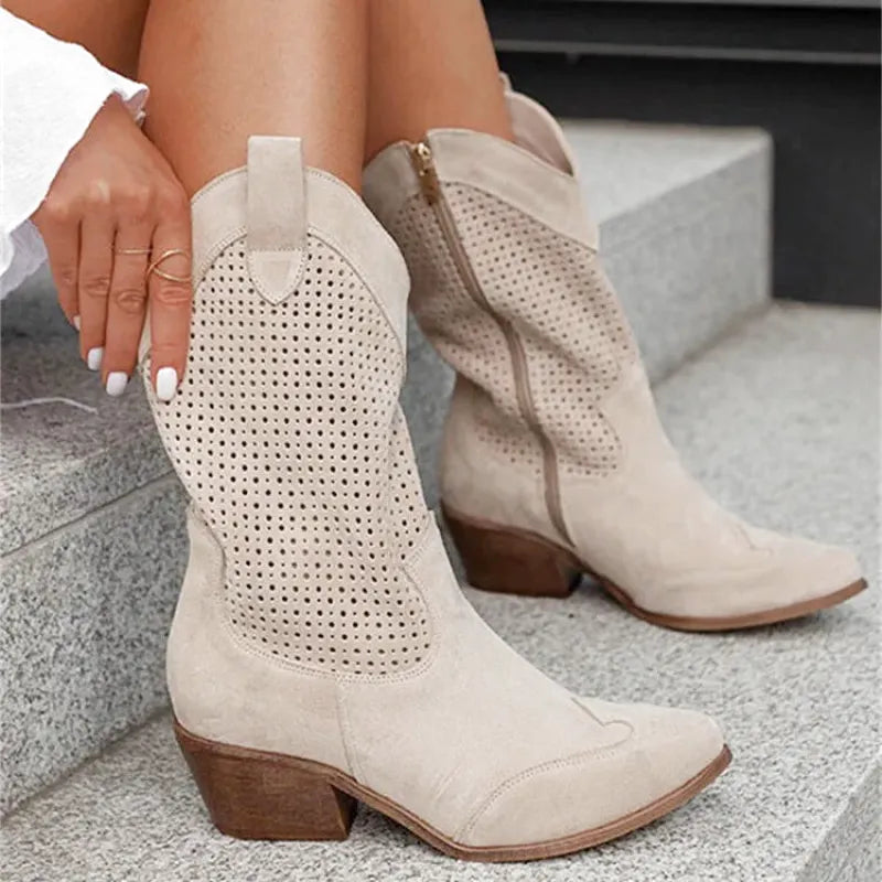 DOLORES Botines Vaqueras Para Mujer - Yehaw | Beige - Yehaw 