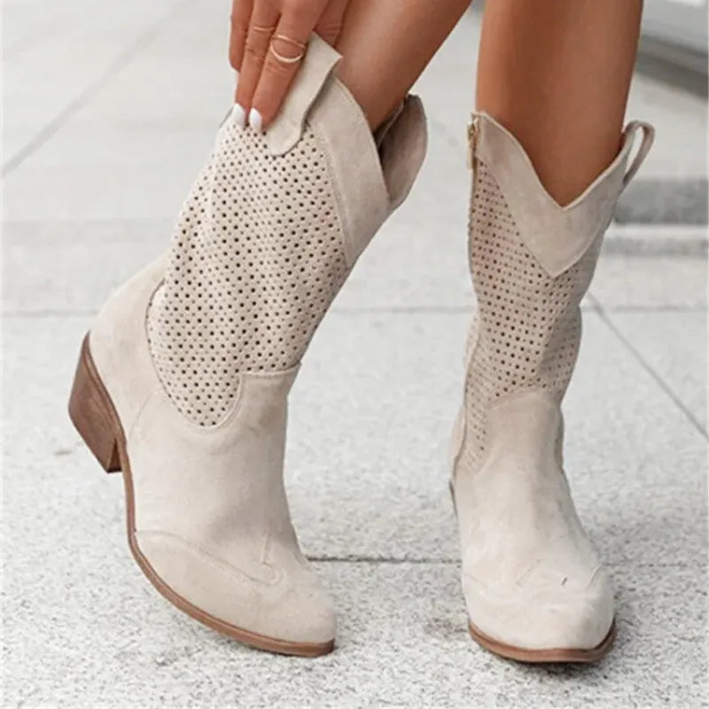 DOLORES Botines Vaqueras Para Mujer - Yehaw | Beige - Yehaw 