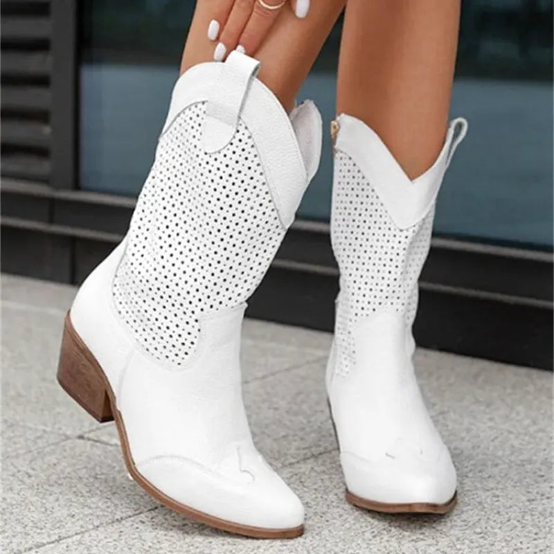 DOLORES Botines Vaqueras Para Mujer - Yehaw | Blanco - Yehaw 