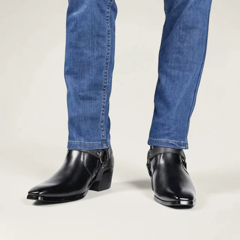 MILO Botines Vaqueras Para Hombre - Yehaw | Negro