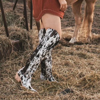 VACA Botas Vaqueras Para Mujer - Yehaw | Negro/Blanco - Yehaw 